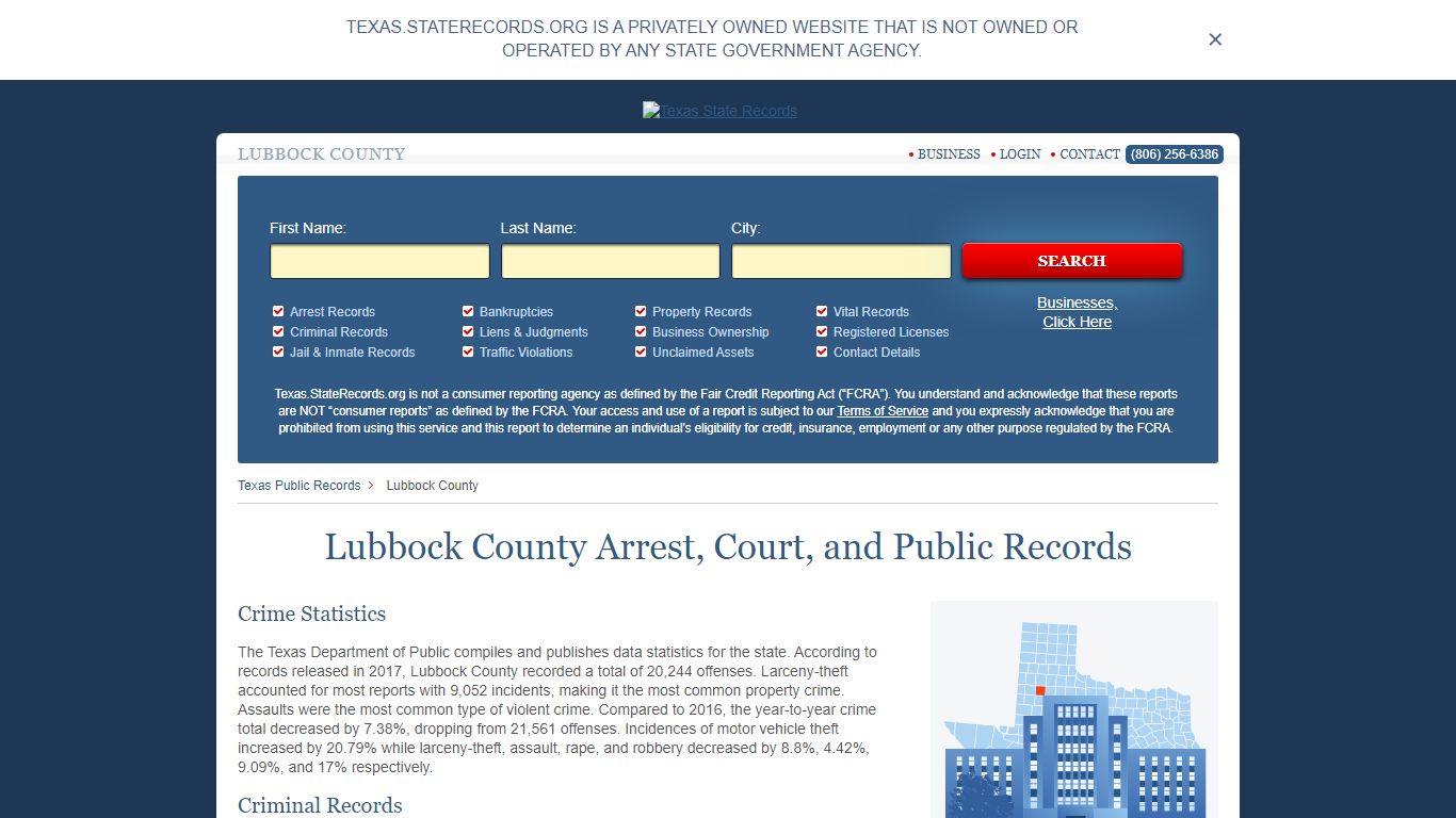 Lubbock County Arrest, Court, and Public Records